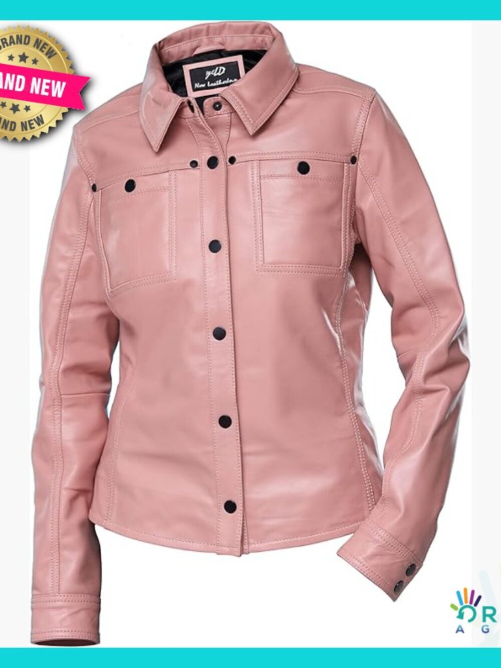 Lambskin Leather Jacket Shacket Button Front Elegant Casual Long Sleeve